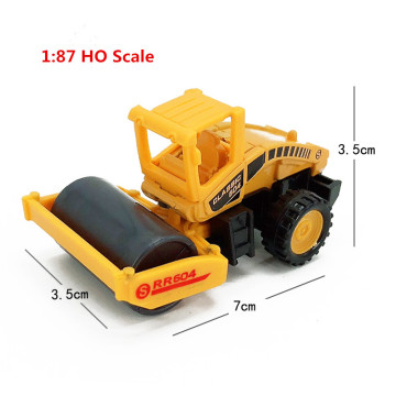 1:87 HO Scale Alloy Simulation Engineering Road Roller Vehicle Model for Sand Table Scene Decoration
