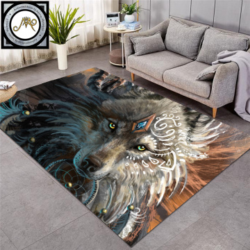 Wolf Warrior by SunimaArt Large Carpet Wolf Area Rugs for Living Room Dreamcatcher Floor Mat Non-slip tapis 152x244cm Dropship