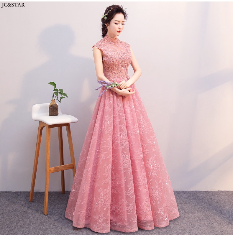 Plus size Dusty pink bridesmaid dresses new lace back A line robe demoiselle d'honneur vestido madrinha wedding guest gown