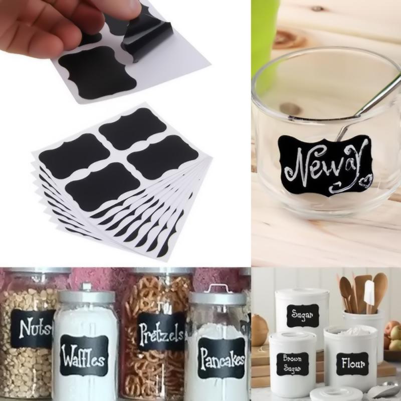 36pcs/lot Waterproof Bottle&Jar Stickers Labels Rewritable Home Kitchen Jars Stickers Blackboard Lables Tags