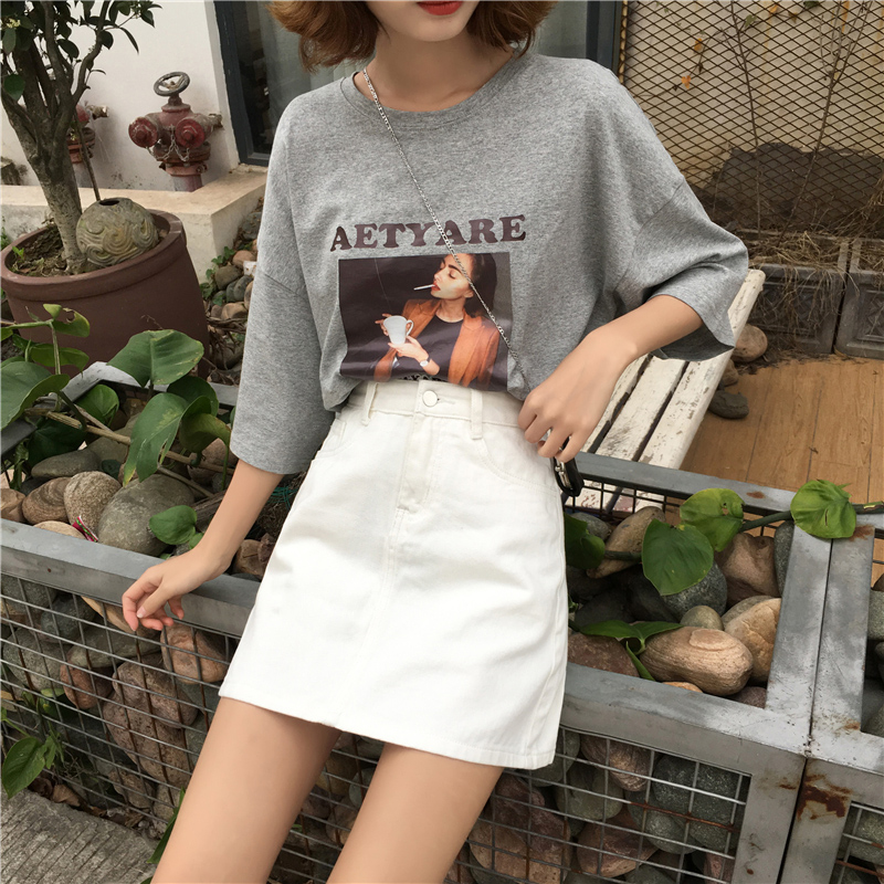 Denim Skirts Womens Summer Solid White Black Basic High Waist Short Skirt Femme A-line Women Elegant Students School Sundress