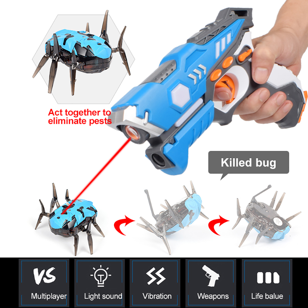 infrared laser tag toy gun versus gunshot light indoor and outdoor game gift set Children gift Kids Multiplayer-2guns+1spider