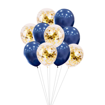 30pcs DIY Navy Blue Gold Paper Scrap Balloon 12inch Balloons with Pink Confetti For Wedding Birthday Baby Shower Party Supplies