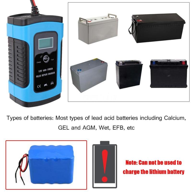 12V 6A Automatic Car Motorcycle Battery Charger Intelligent Fast Charging Pulse Repair Lead Acid Battery Charger Car Accessories