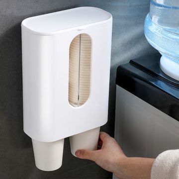 Water Cup Dispenser Holder Disposable Plastic Paper Cups Storage Rack Container for Kitchen Hotel