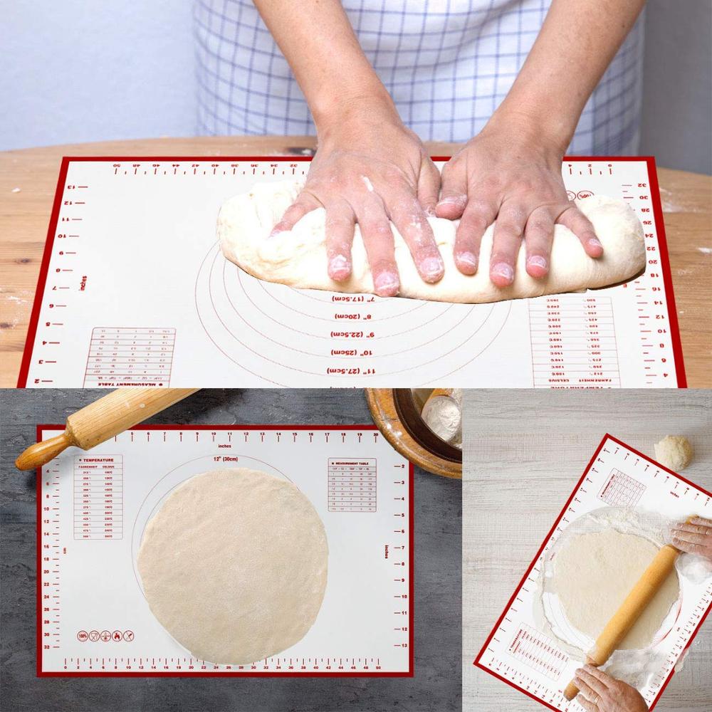 Large Pastry Silicone Mat Extra Thick Non Stick Baking Mat with Measurement Fondant Mat, Non-Slip Counter Mat,Dough Rolling Mat