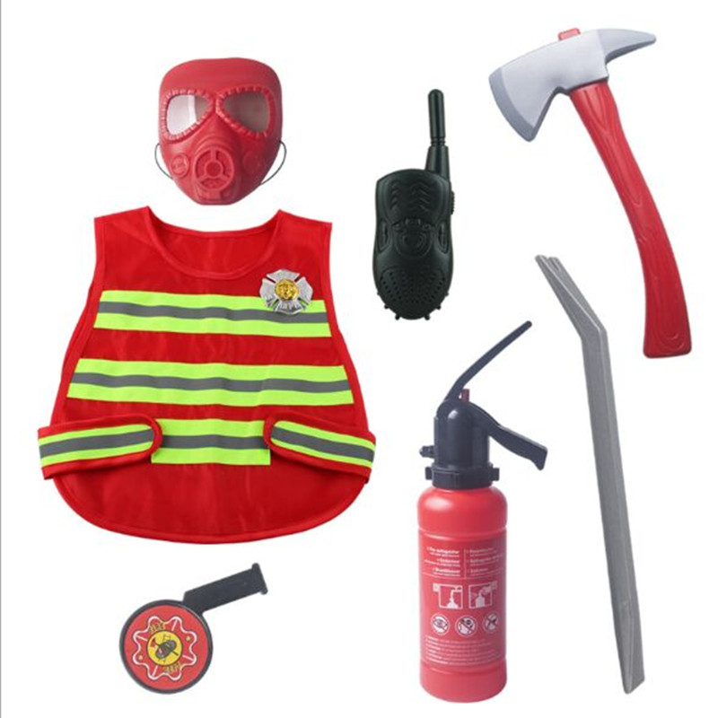Halloween Cosplay Kids Firefighter Uniform Children Work Clothing Suit funny Performance Party Costumes
