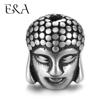 Stainless Steel Beads Double Faced Buddha Charms Hole 2mm for Jewelry Making Supplies Bracelet Spacer Metal Bead Accessories