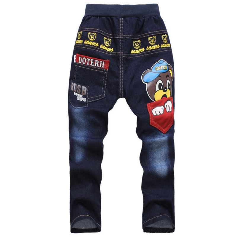 UNIKIDS Autumn Children Jeans For Boy Baby Boys Jeans Pants Designer Kids Jean Children's Elastic Waist Trousers