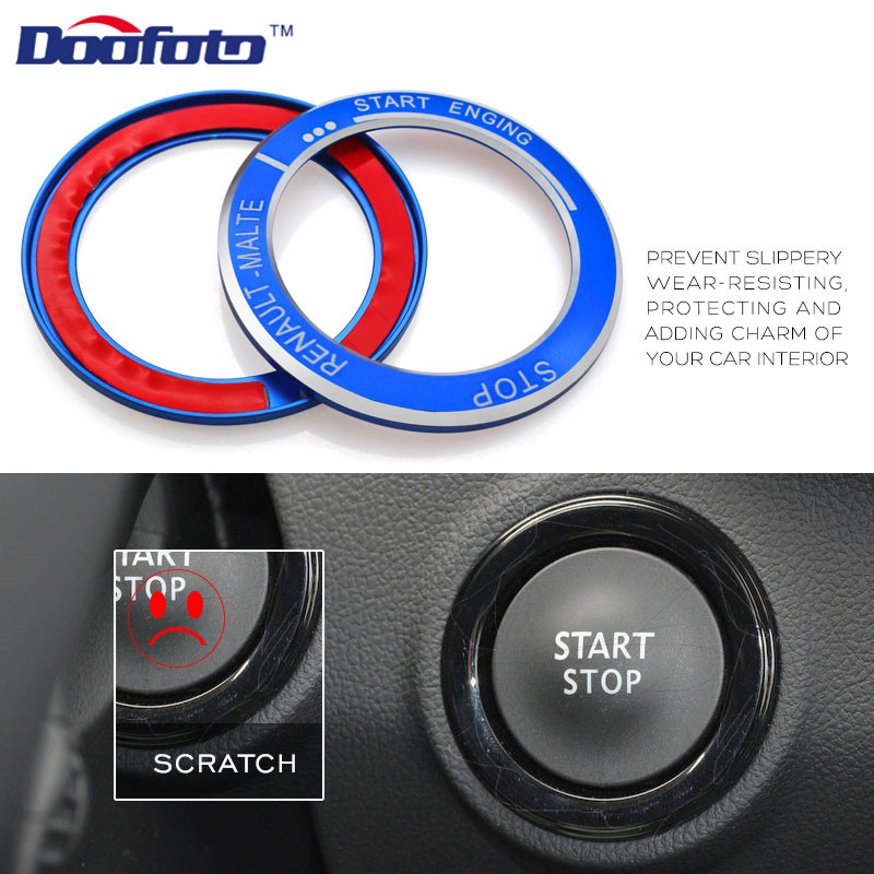 Doofoto Car Start Engine Button Key Rings Protection Internal Decoration Car Styling Case For Renault Kadjar Megane Duster 2019