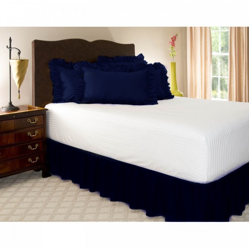 Navy blue Bed Skirt Brushed Cloth Bed Covers without Bed Surface King Queen Size Elastic Band Bed Skirts 38cm Height Bedspread