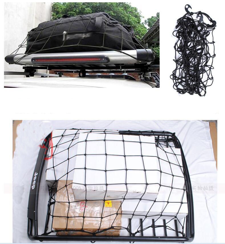 120x90cm 12 Hook Car Roof Racks Elastic Cargo Mesh special latex ultra light off-road vehicle storage net fixed Luggage Cord
