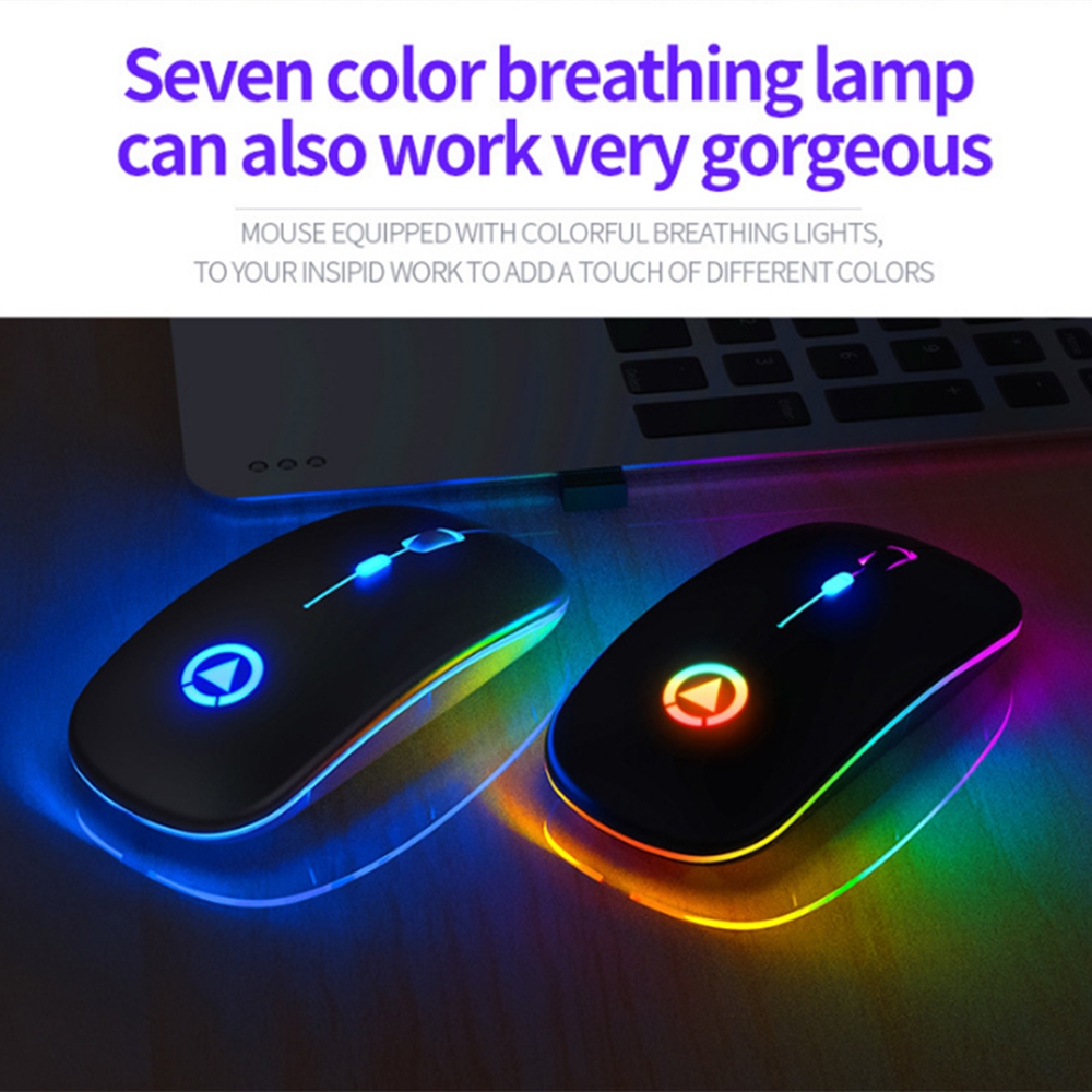 A2 Slim Mini Wireless Bluetooth Mouse Rechargeable Silent LED Backlit Mice 2.4GHz USB Adjustable DIP Optical Mouse