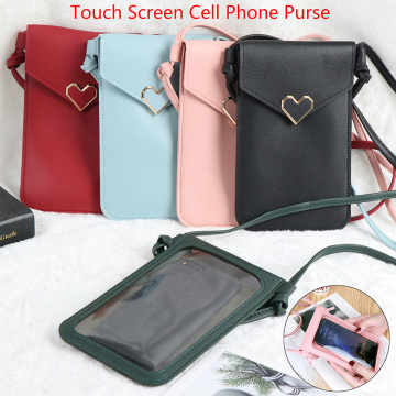 Touch Screen Cell Phone Purse Smartphone Wallet Card Bag Leather Shoulder Strap Handbag Women Bag