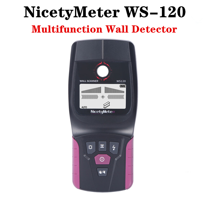 Nicetymeter WS-120 Multifunction Wall Detector Metal Detector Find Wall Scanner Detector Metal Wood Cable Wire Stud Finder WS120