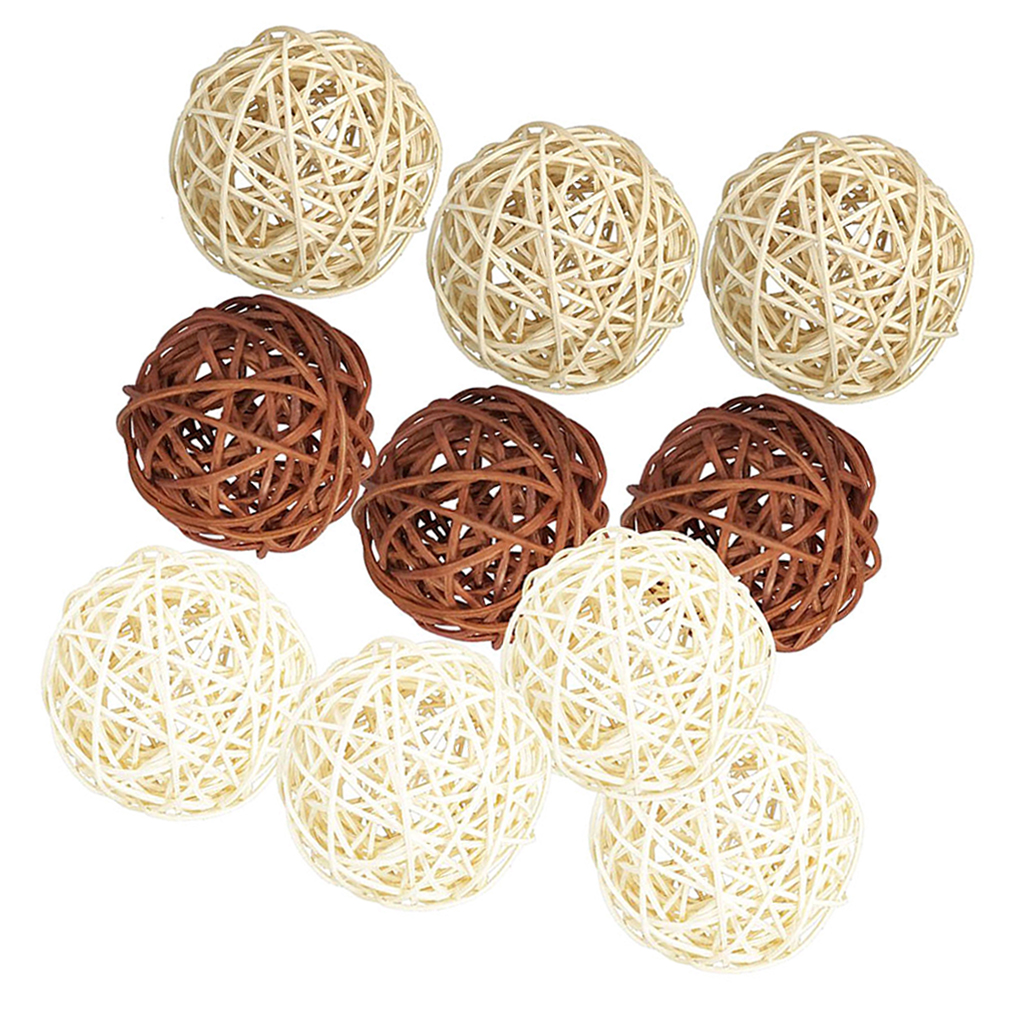 10PCS Wicker Rattan Balls Natural Spheres DIY Craft Wedding Decoration House Ornaments Vase Filler Cafe Shop Ornament