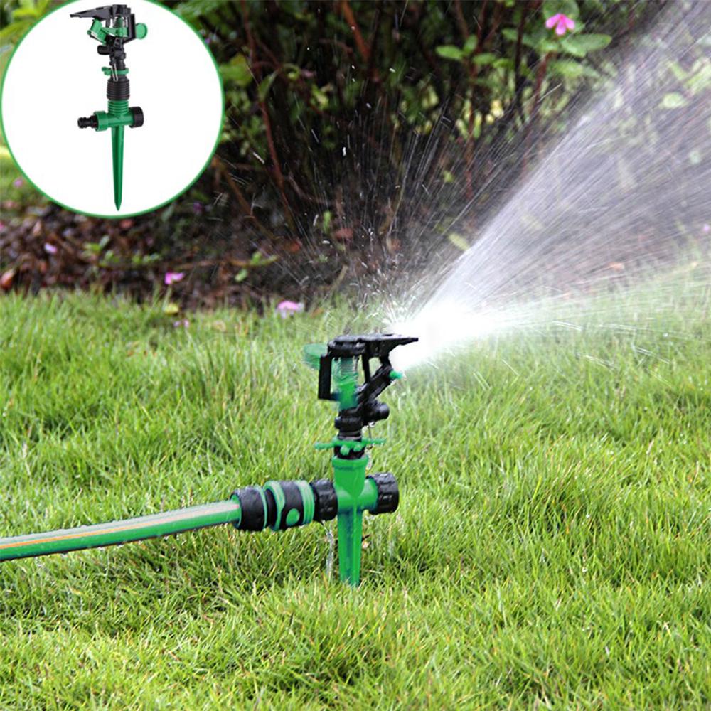 Set Automatic Garden Sprinkler in Stake 360 Degree Rotary Water Sprayer Spike for Yard Grass Farm Lawn Irrigation Watering Kits