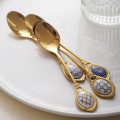 Luxury Glod Stainless Steel Spoon for Speciality Coffee Dessert Milk Tea Cutlery Kitchen Tool Wedding Memories Gift