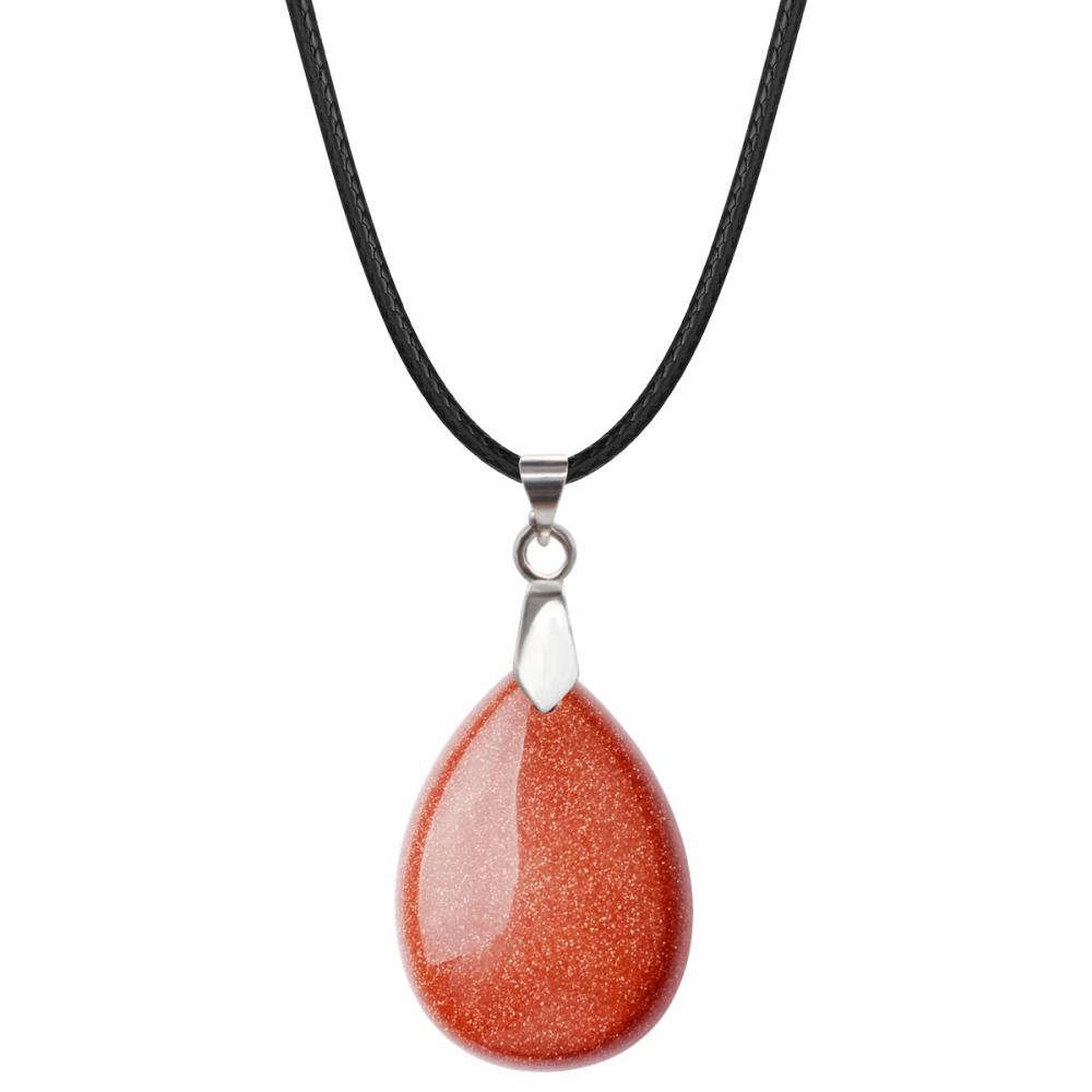 Unakite 25x35mm Teardrop Pendant Necklace women Men