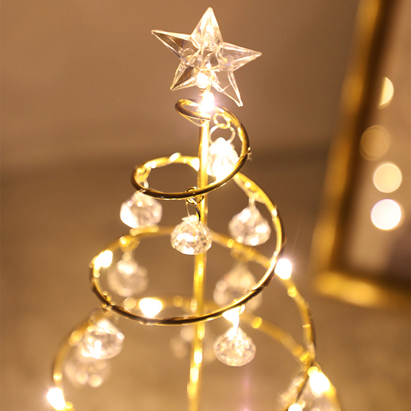 Christmas Tree Spiral Crystal Light LED Desk Table Lamp Christmas Decoration For Home Xmas Accessories Holiday Lighting