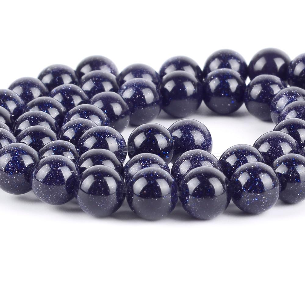 Natural Blue Sandstone Beads Round Loose Spacer Beads For Jewelry Making Diy Bracelet Necklace Charm 4-12mm 15" Crafts Wholesale