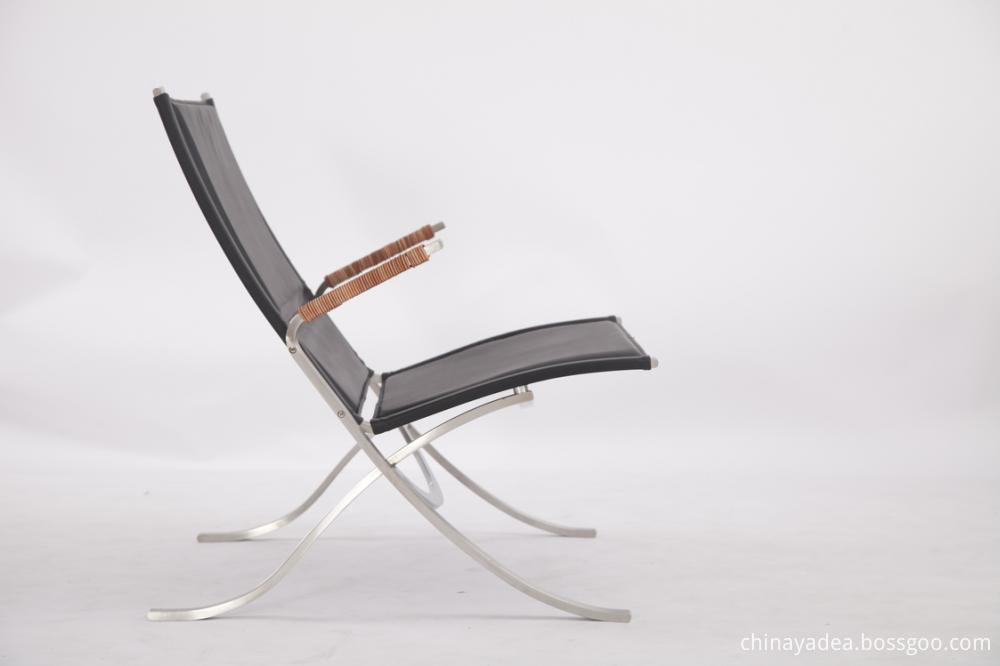 Leather And Steel Lounge Chair