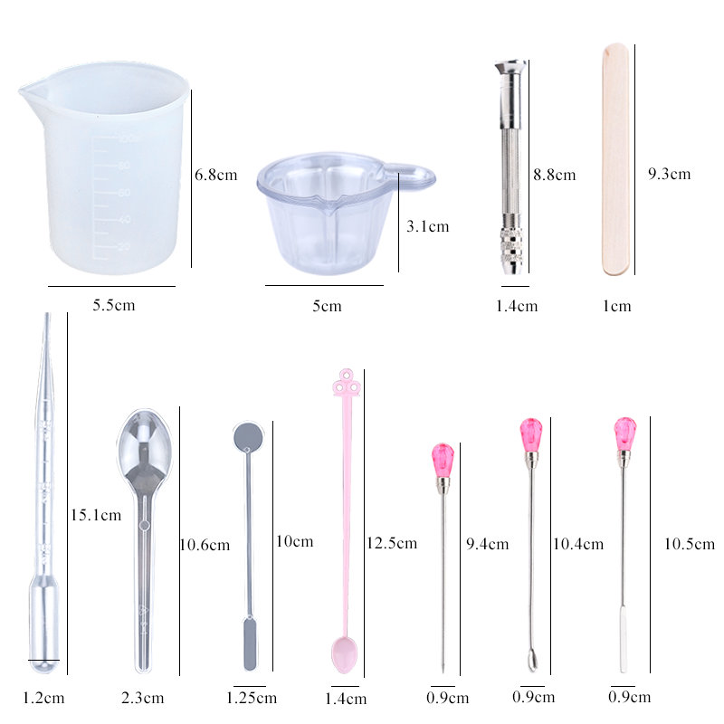 Epoxy Resin Jewelry making Tools Set Silicone Workbenches Plastic beaker drilling bits Wood stick Disposable Cups Dispenser