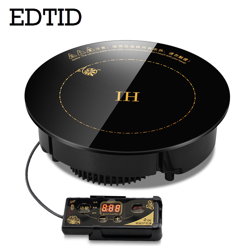 EDTID Round Electric Magnetic Induction Cooker wire control Embedded mini hob Burner Commercial waterproof Hot Pot Stove 2000W