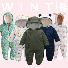 Newborn Baby Girls Winter Coat Outwear Plus Velvet Thickening Soft Fleece Rompers Infant Jumpsuit Overalls For Kids Clothes