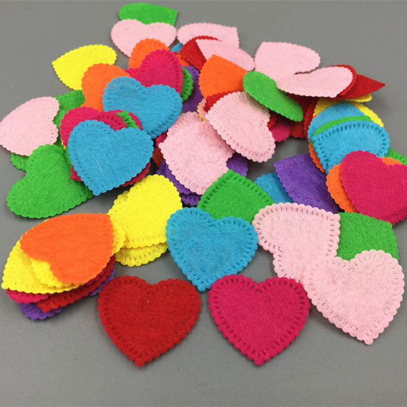 DIY 200PCS Mixed Colors Heart-shaped Die Cut Felt Circle Cardmaking decoration 26mm