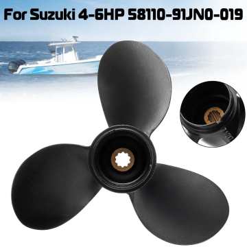 7 1/2 x 7 Boat Propeller For Suzuki Outboard Engine 4-6HP 58110-91JN0-019 Aluminum Alloy 10 Spline Tooth Marine Propeller