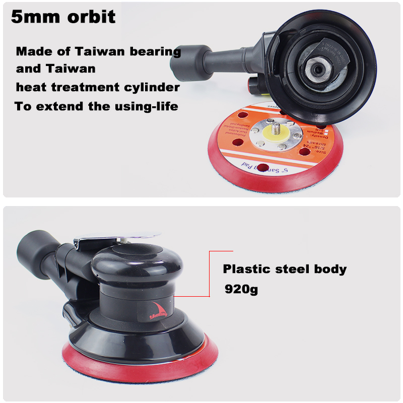 Yousailing Vacuum Random Orbital Sander 5" Pneumatic Eccentric Sander 5mm Orbit Industrial Level Car Polishing And Waxing Tool