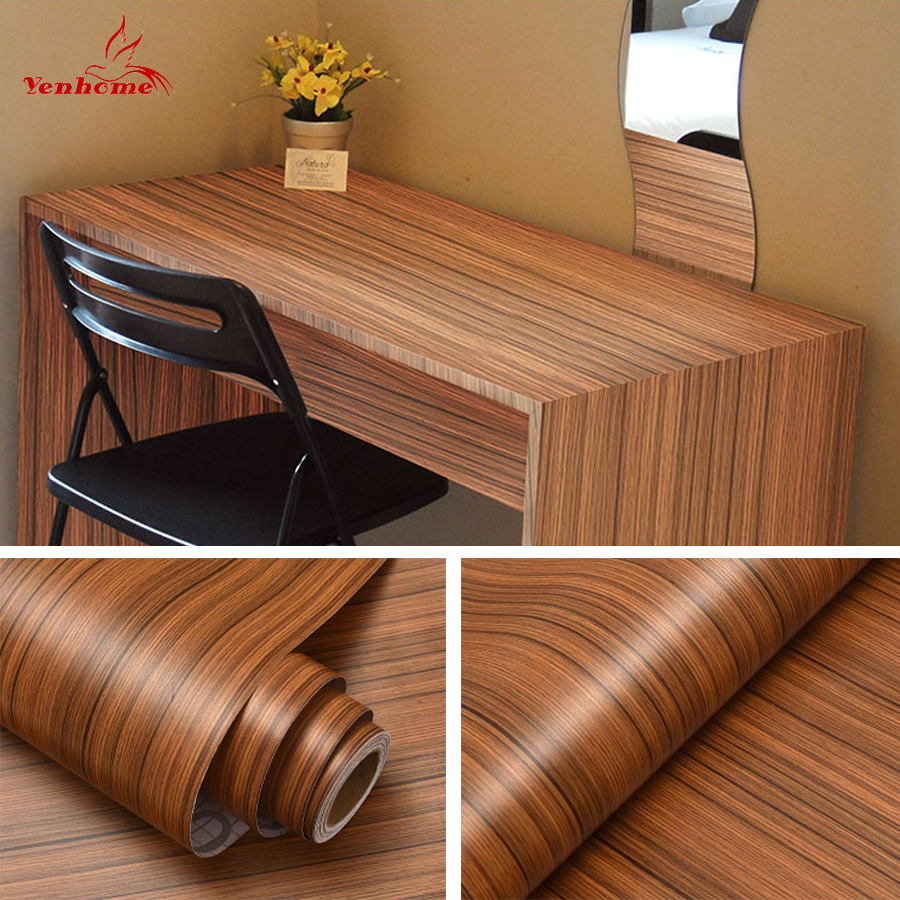 2M Wood Grain Self Adhesive Wallpaper Waterproof Old Furniture Kitchen Cabinet Wardrobe Desktop Room Decoration PVC Wall Sticker