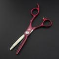 6 inch Cutting Thinning Styling Tool Hair Scissors Red crocodile handle Salon Hairdressing Shears Professional barber Scissors