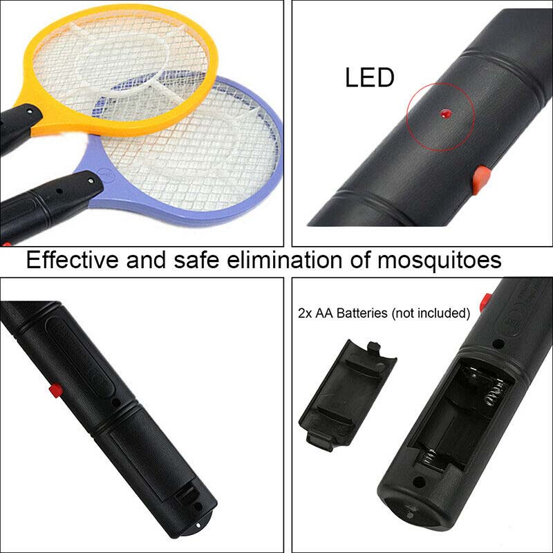 Anti Mosquito Bug Electric Fly Swatter Home Fly Swatter Mosquito Bug Zapper Kills Mosquitoes Safety Mesh Cordless Use AA Battery