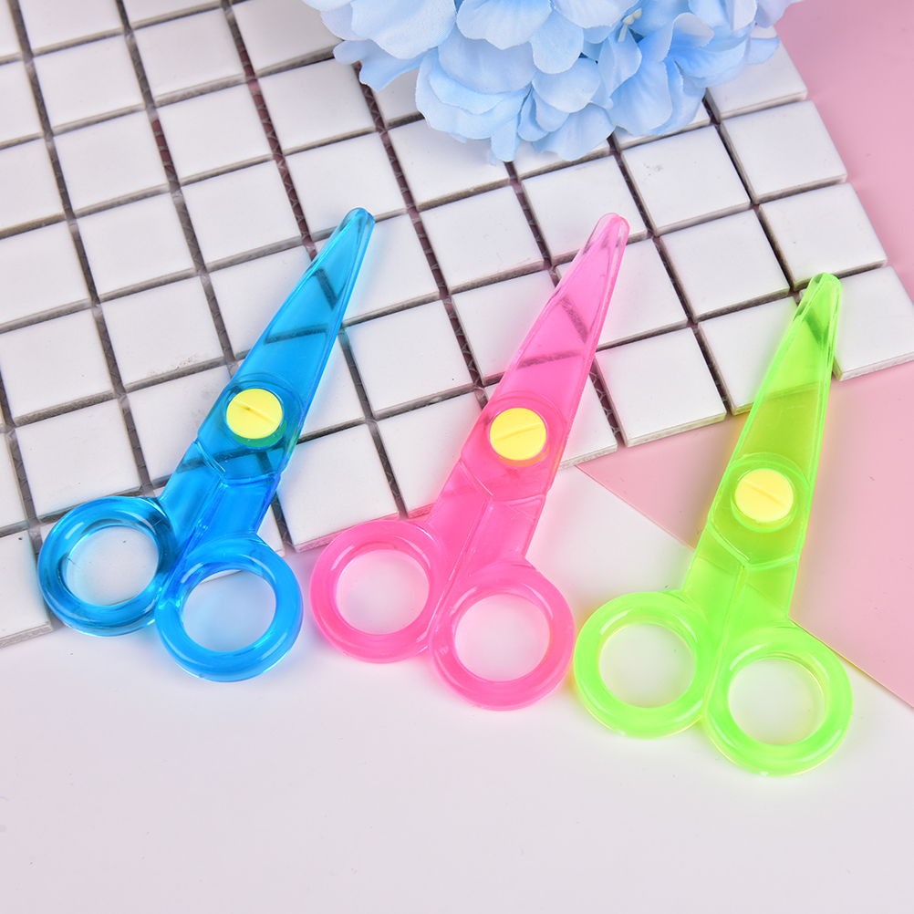 Safety Plastic Scissors Round Head Safety Scissors Stationery Student Kids DIY Paper Cutting School Supplies Random Color Mini