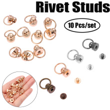 10PCS/Bag Round Head Ring Spikes Punk Brass Garment Rivet Stud With Screws for Hat/Shoe/Leather/Bag Choker Phone Case DIY Crafts