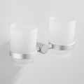Nail Free Bathroom Accessories Cup Dull Polish Glass Cup Holders Double metal Cup Tumbler Holder Toothbrush Glass Cup Holder