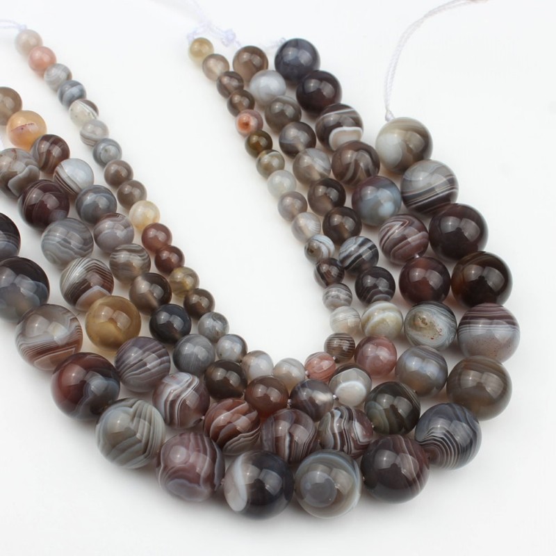 6/8/10/12mm Natural Botswana Sardonyx Agates Stone Beads Round for Jewellery Making a Bracelets Necklace 7.5 Inch