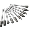 10pcs/set 3*6MM Double text Head Tungsten Carbide Rotary Tool Point Burr Die Grinder Abrasive Tools Drill Milling Carving Bit