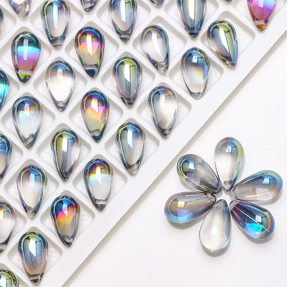 30pcs Lampwork Glass Drop Bead DIY Making Accessories 9X15mm Austria Crystal Teardrop Pendant Crafts Meterial Jewelry Needlework