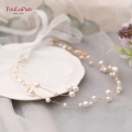 TOPQUEEN SH36 Golden Pearl Bead Belt Girls Belts Cheap Dress Belts Ivory Wedding Dress Belt for Bridesmaid Waist Metal Belt