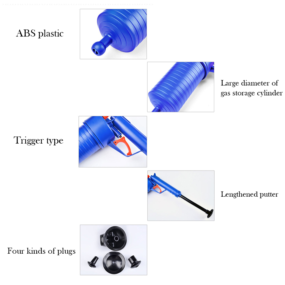 Air Power Drain Blaster Tool High Pressure Powerful Manual Sink Plunger Opener Sink Pipe Clog Cleaner Pump Toilets Cleaner Kit