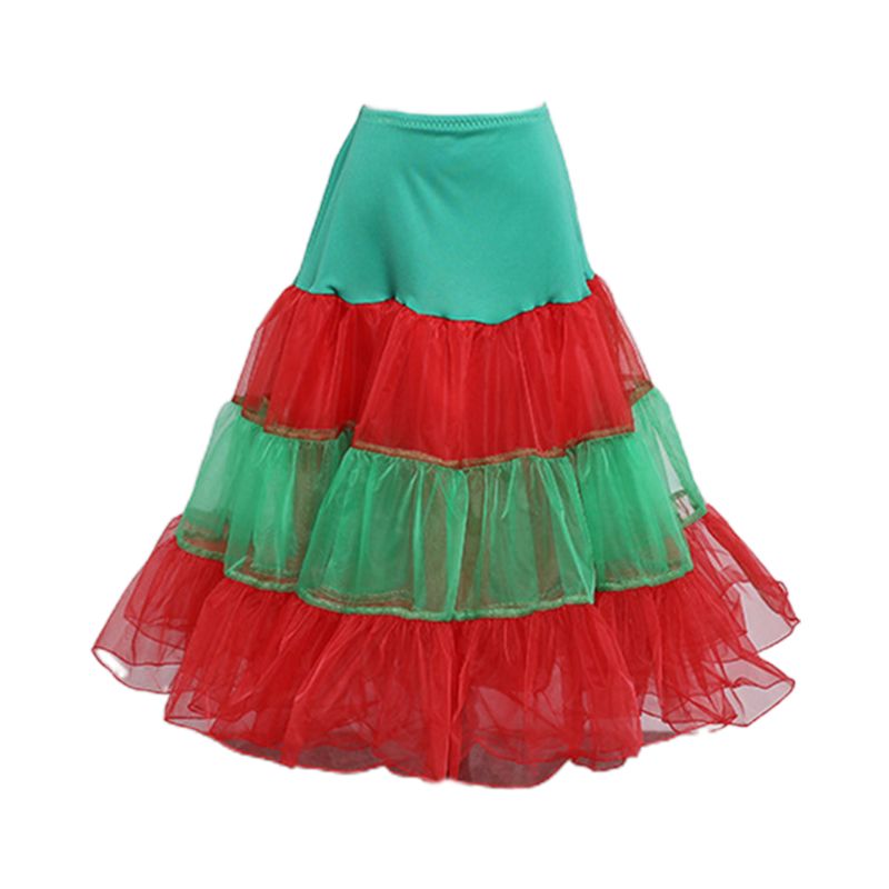 Women Contrast Candy Color Stripes Petticoat Ruffles Soft Tulle Party Tutu Skirt X7YC