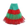 Women Contrast Candy Color Stripes Petticoat Ruffles Soft Tulle Party Tutu Skirt X7YC