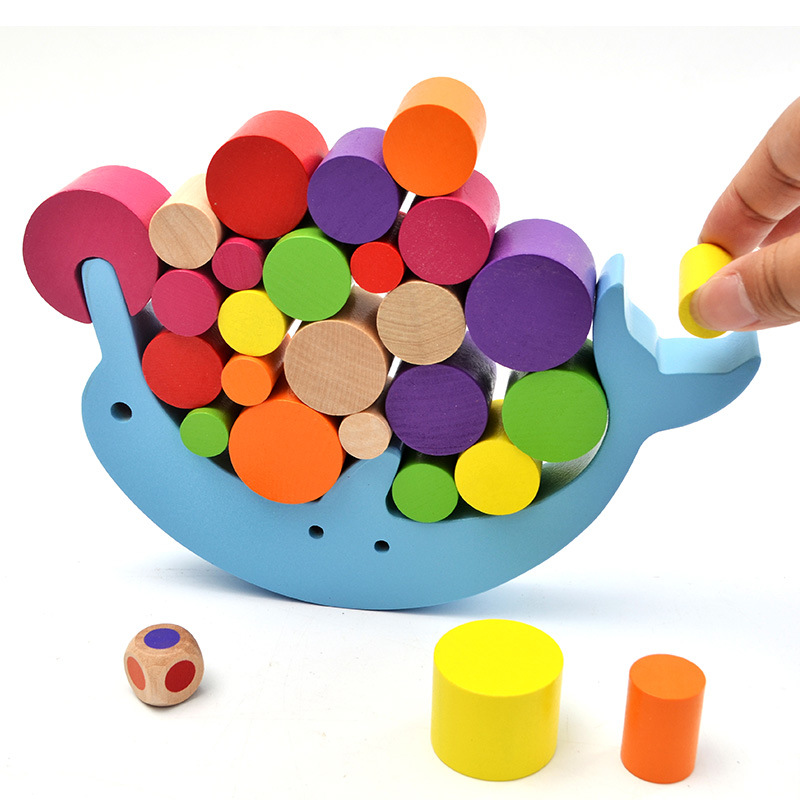 Baby Balance Training Dolphin Building Blocks Colorful Preschool enlightenment wooden Stacking Desk Game Early Education Toys