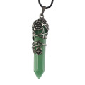Crystal Necklace Natural Reiki Healing Stone Pendant with Chain Gemstone Quartz Chakra Yoga Pendulum Divination Energy Jewelry