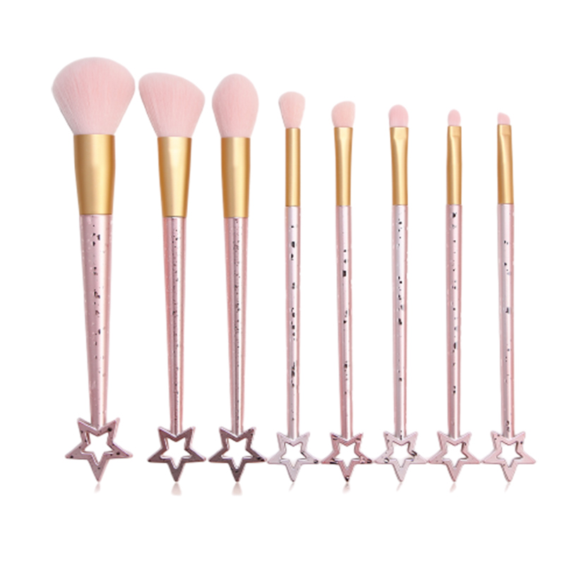 MAANGE 8pcs 3 Color Star Makeup Brush Set Eye Shadow Blush Lip Power Eyebrow Soft Brush Makeup Tool Accessories Kit