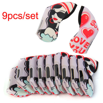 Golf Club covers Iron Headcovers 9PCS/set Duplex Printing Golf irons protect covers Free Shipping