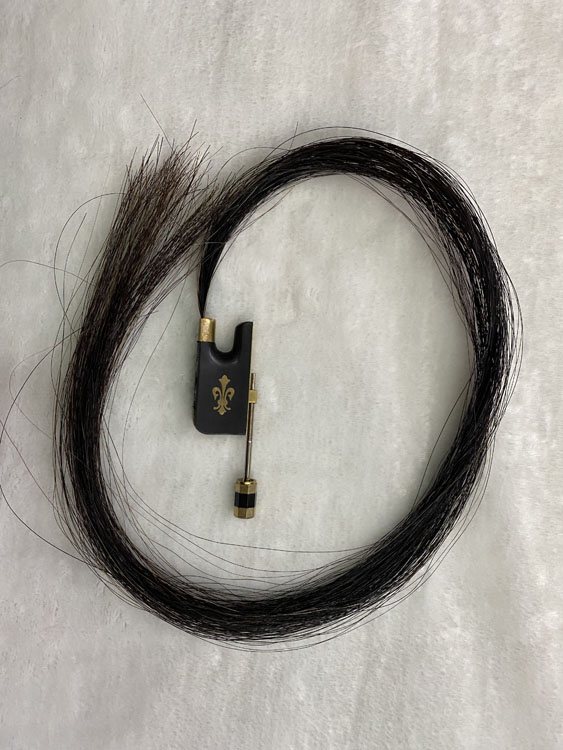 1pcs ebony cello bow frog with bow black hair installed horse hair gold colour mounted white bow hair repair bow hair